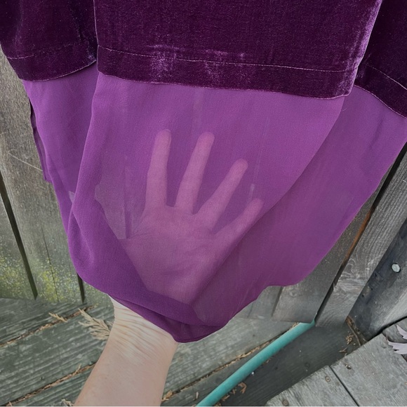 Eileen Fisher Bateau Neck Velvet Rayon Silk Hi-Lo Top In Mauve Sz Petite Large - Picture 5 of 14